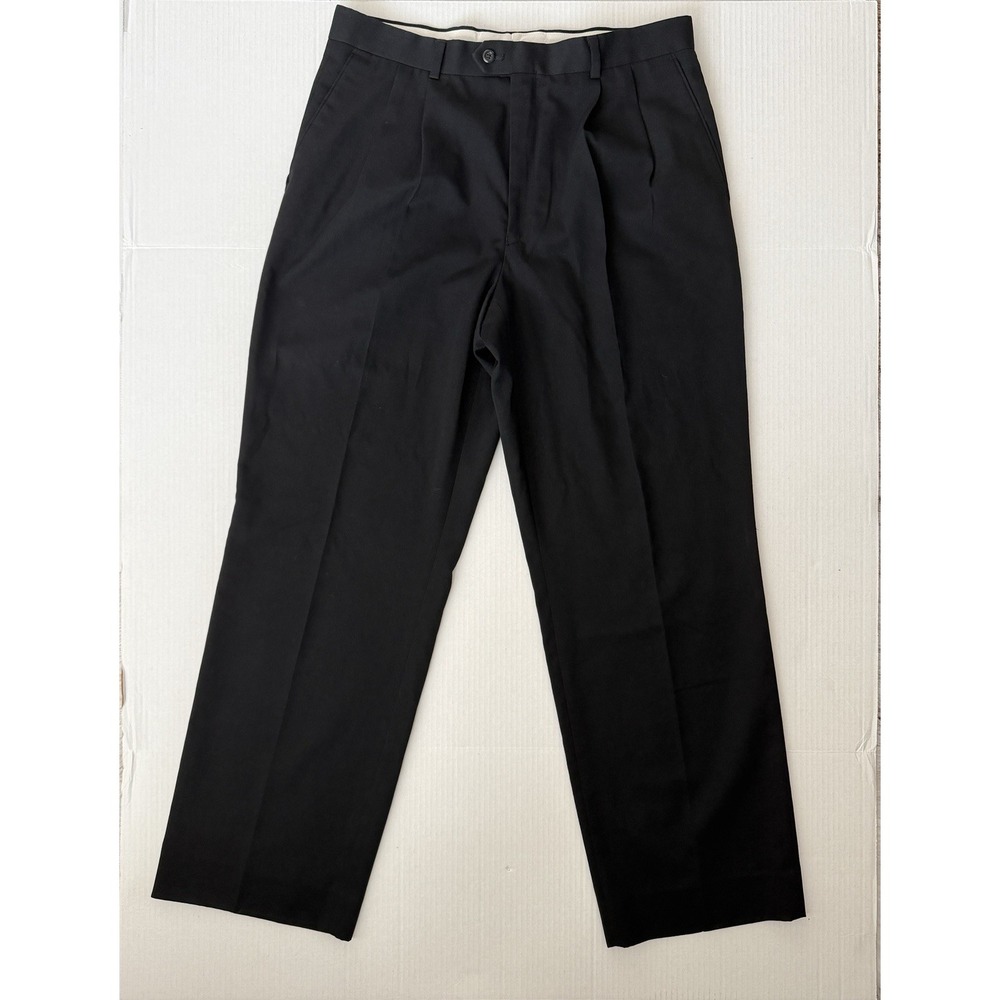 Vintage Barrington Mens 36x32 Actual 34x32 Black Pleated Dress Pants Y2K